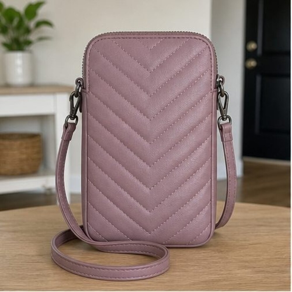 Mauve Quilted Crossbody Bag